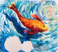 Fisch mit blauem Hintergrund Fisch, Malen, Malen ohne Pinsel